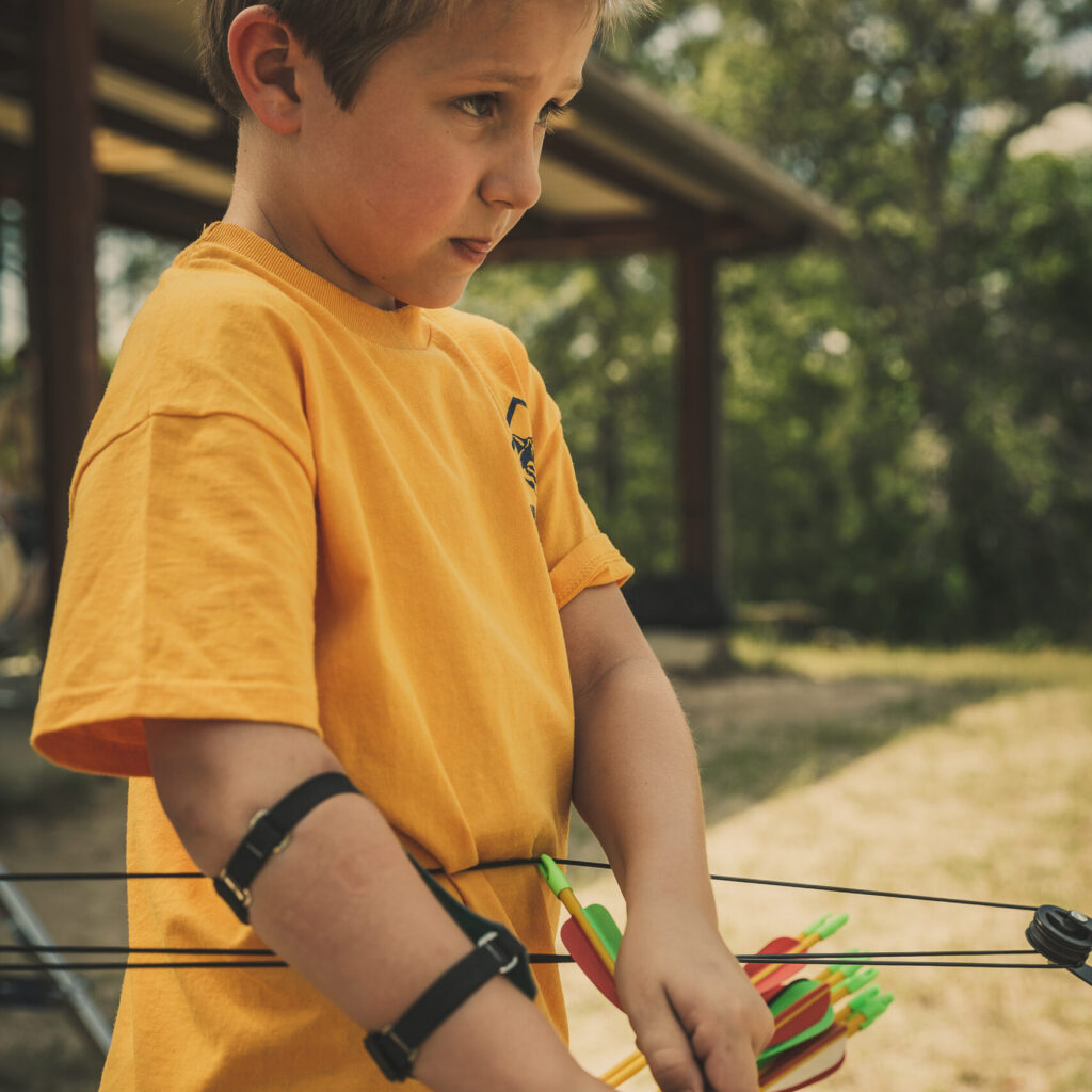 Participating in archery practice